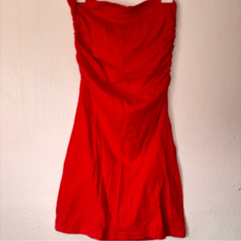 Zenna Outfitters Woman’s  Red Strapless Mini Dress With Ruched Sides Size S